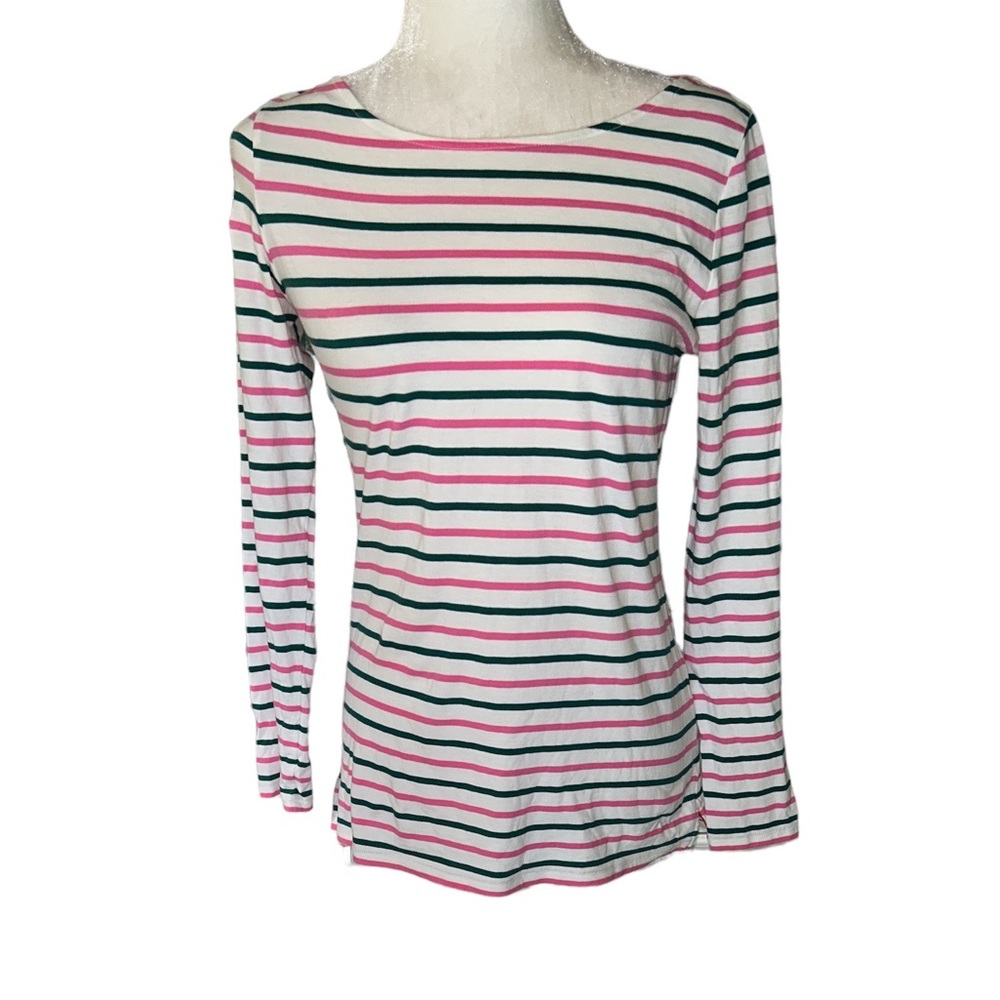 Boden “You’ve Earned These Stripes” Pink Green Striped Long Sleeve Tee - 4